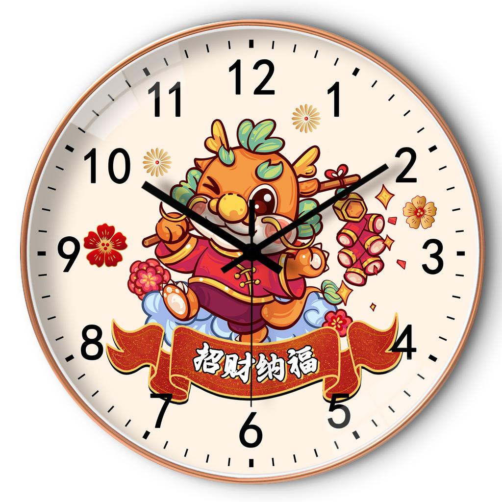 10-inch 25cm Spring Festival festive Chinese style wall clock living room bedroom wall hanging creative mute clock watch