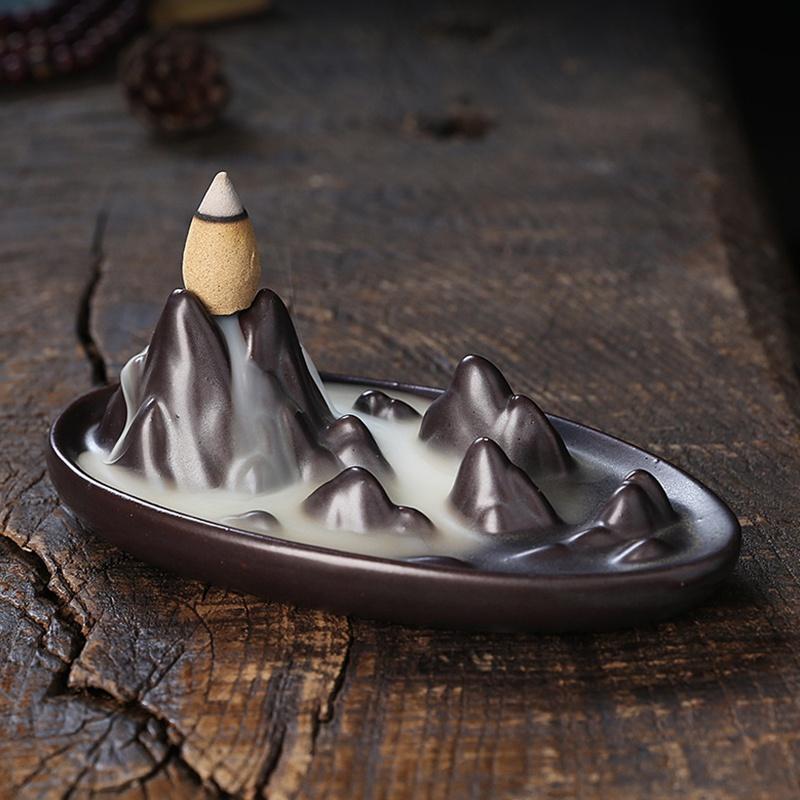 Mountain Water Ceramic Backflow Incense Burner Waterfall Backflow Incense Burner Creative Ornament