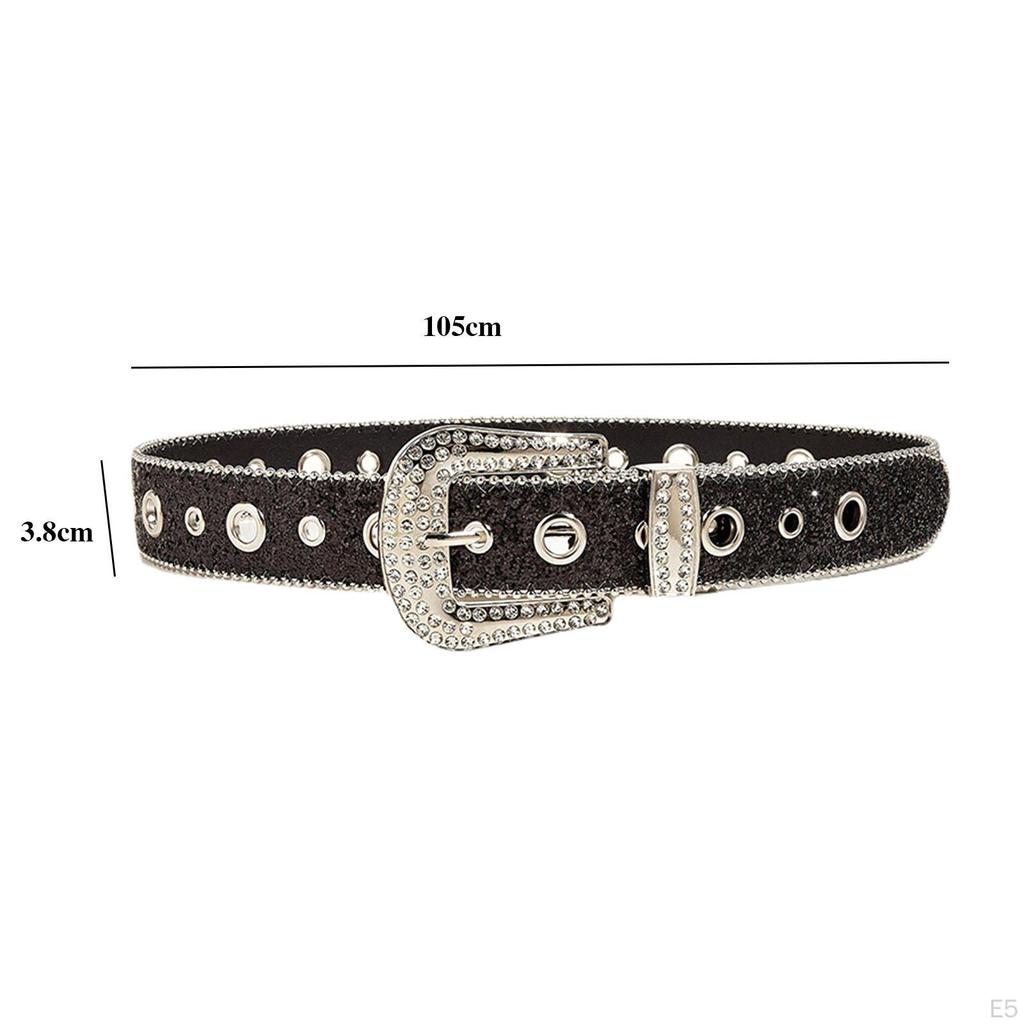 Fashion Women Belt Casual Waistbelt Sparkling Adjustable Bling Jeans Decorative Cowgirl Leather