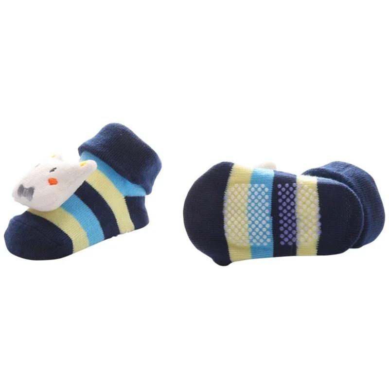 READY STOCK 0-12months Newborn New Cartoon Anti-skid Three-dimensional Doll Baby Socks Striped Dot Cute Children's Socks