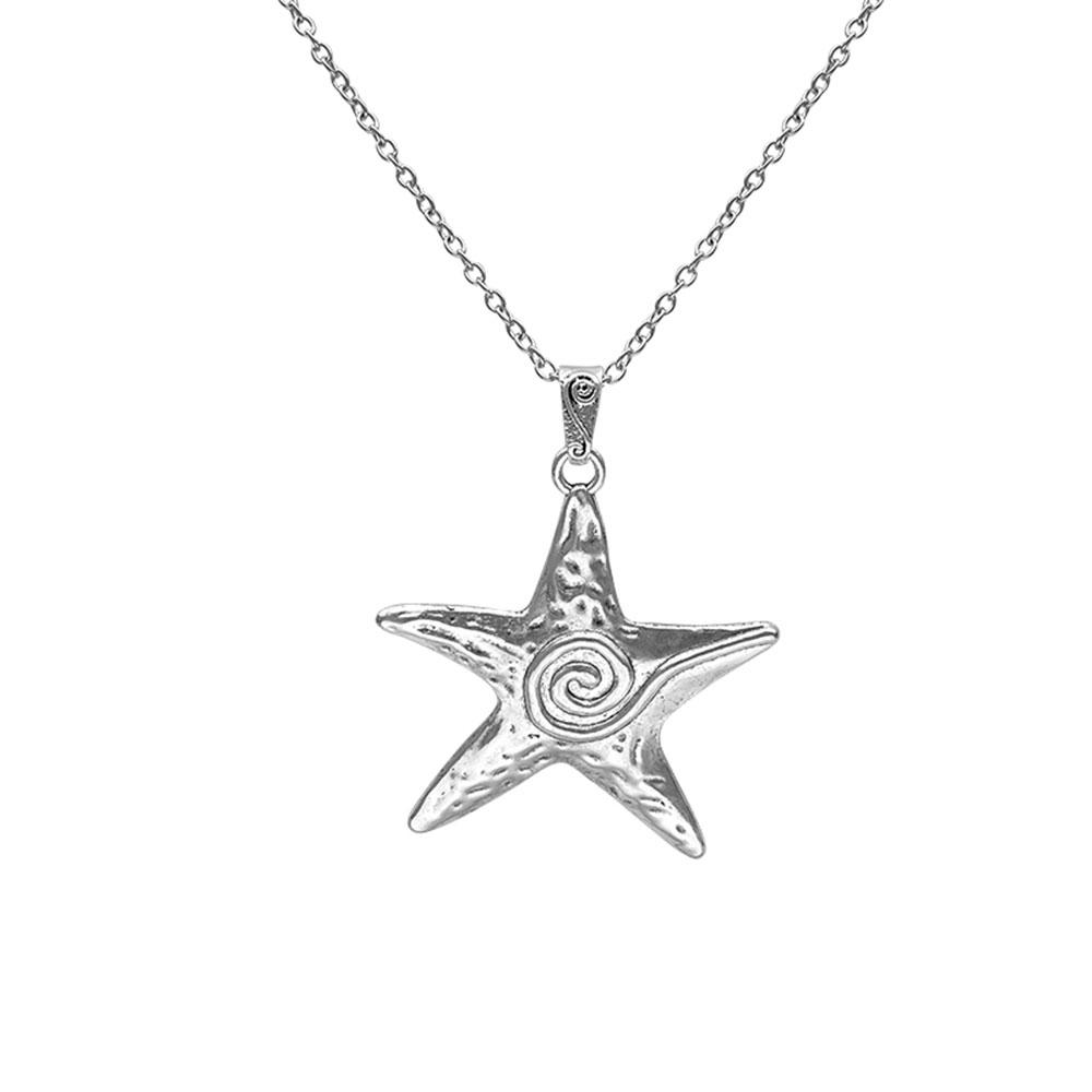 Gothic Starfish Pendant Necklace Punk Exaggerated Irregular Star Charm Jewel Travel Beach OOTD Necklace