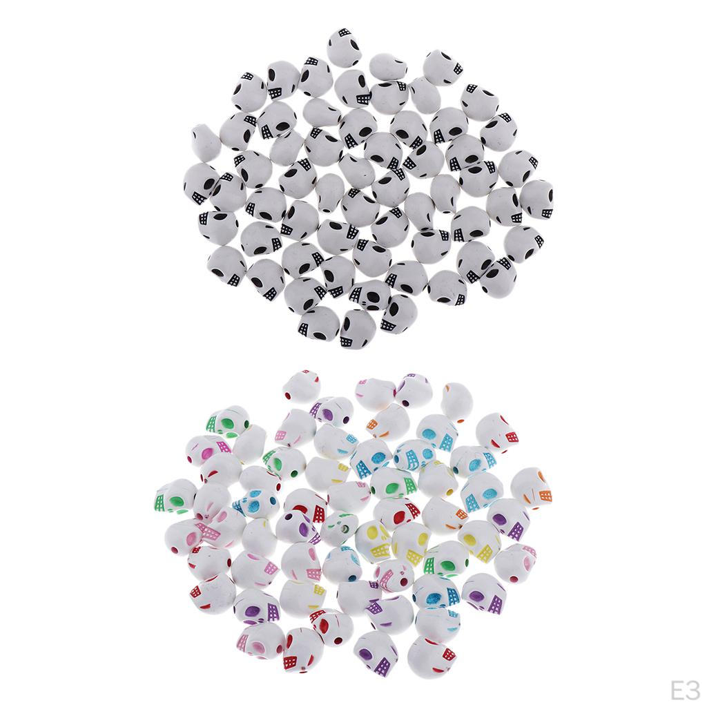 100 PCS 13mm Skull Spacer Beads for Jewelry Making Supplies in Bulk Finding