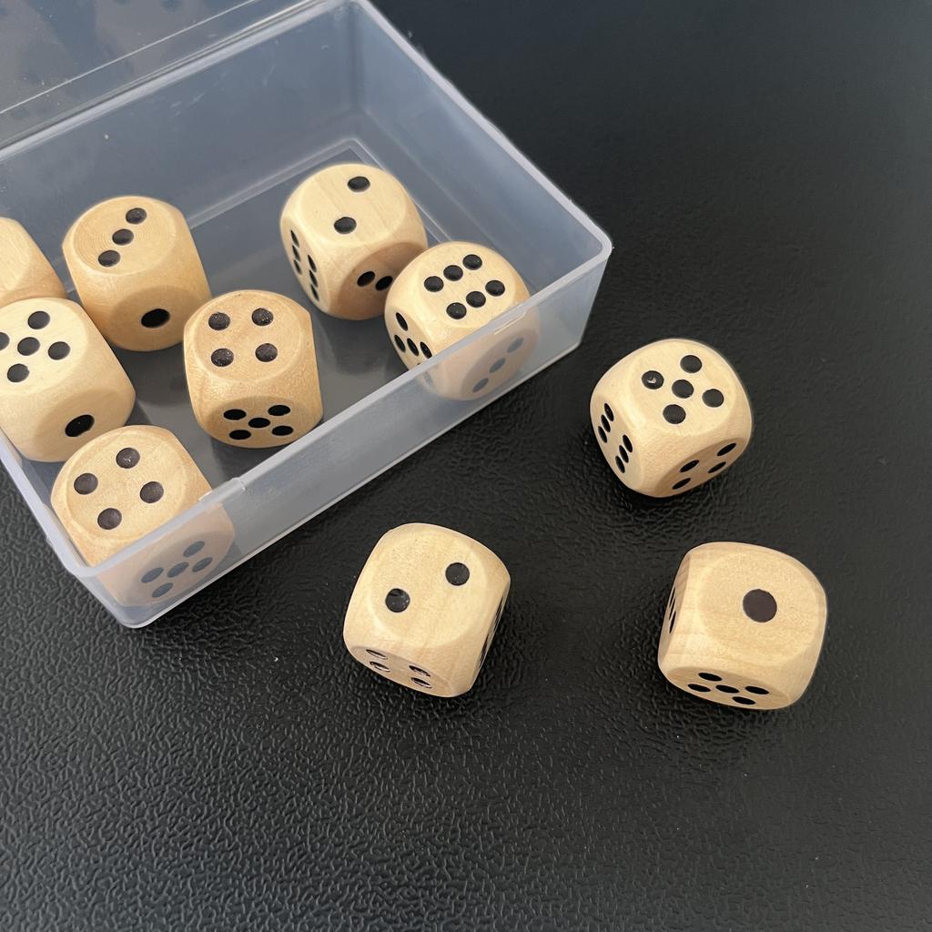 Wooden Dice 10Pcs Round Corner D6 D10 Wood Dice For Flying Chess Props Table Board Role Playing Game