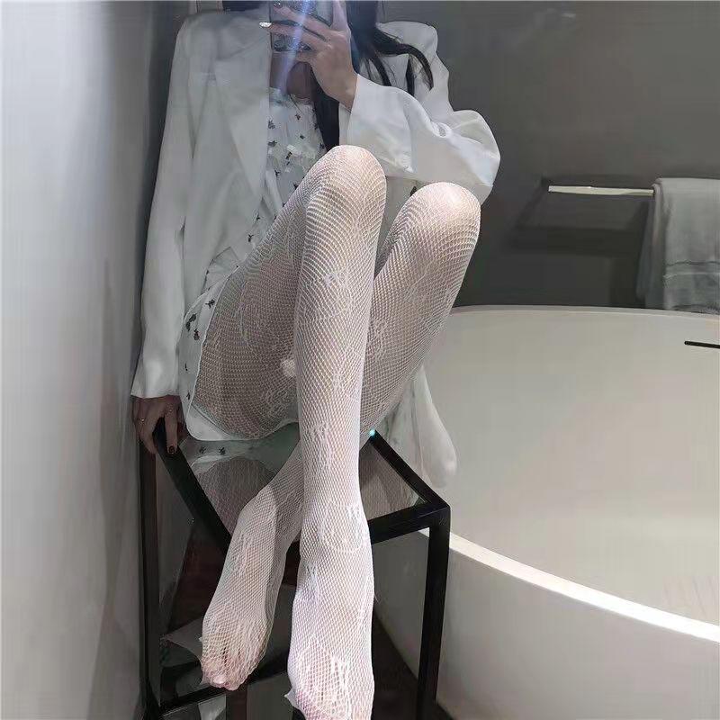 Ciorapi Plasă cu Fundă Elegantă din Dantelă - Ciorapi Dulci în Stil Japonez