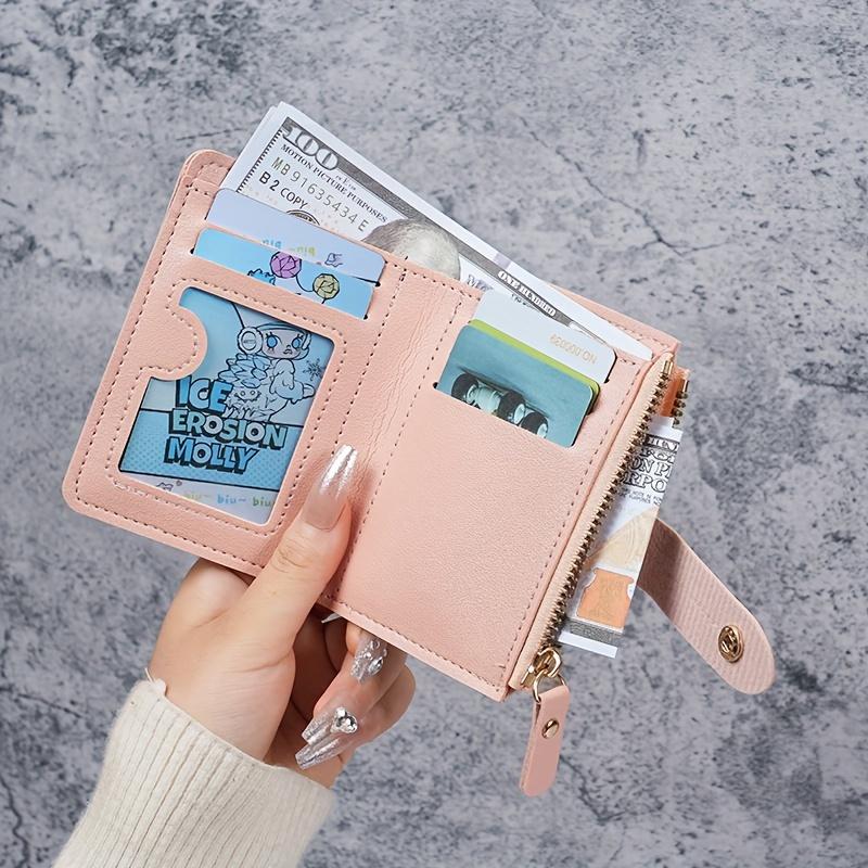 New Women'S Short Bifold Coin Purse Small Bag Bank Card Credit Card Organizer Multi-Slot Card Holder Zipper Wallet