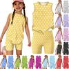 Girls Sleeveless Tank Top and Shorts Set Polka Dot Print Casual Two Piece Outfit Lightweight Summer Clothing for Kids