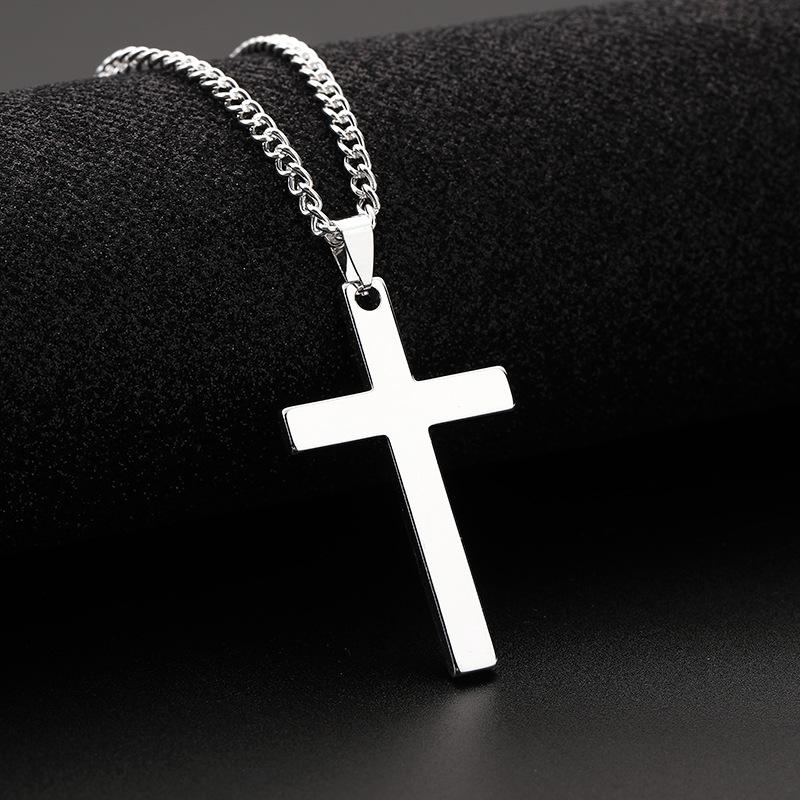 Hip-Hop Men's Trendy Stainless Steel Chain Cross Pendant Necklace - Punk Rock Style  Accessory
