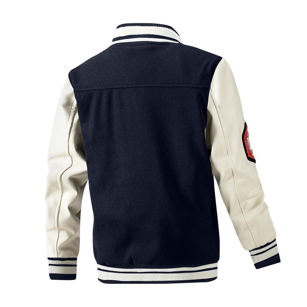 Baseball Coat Jacket Men's  And Winter New Casual Color Inserted Wool Coat