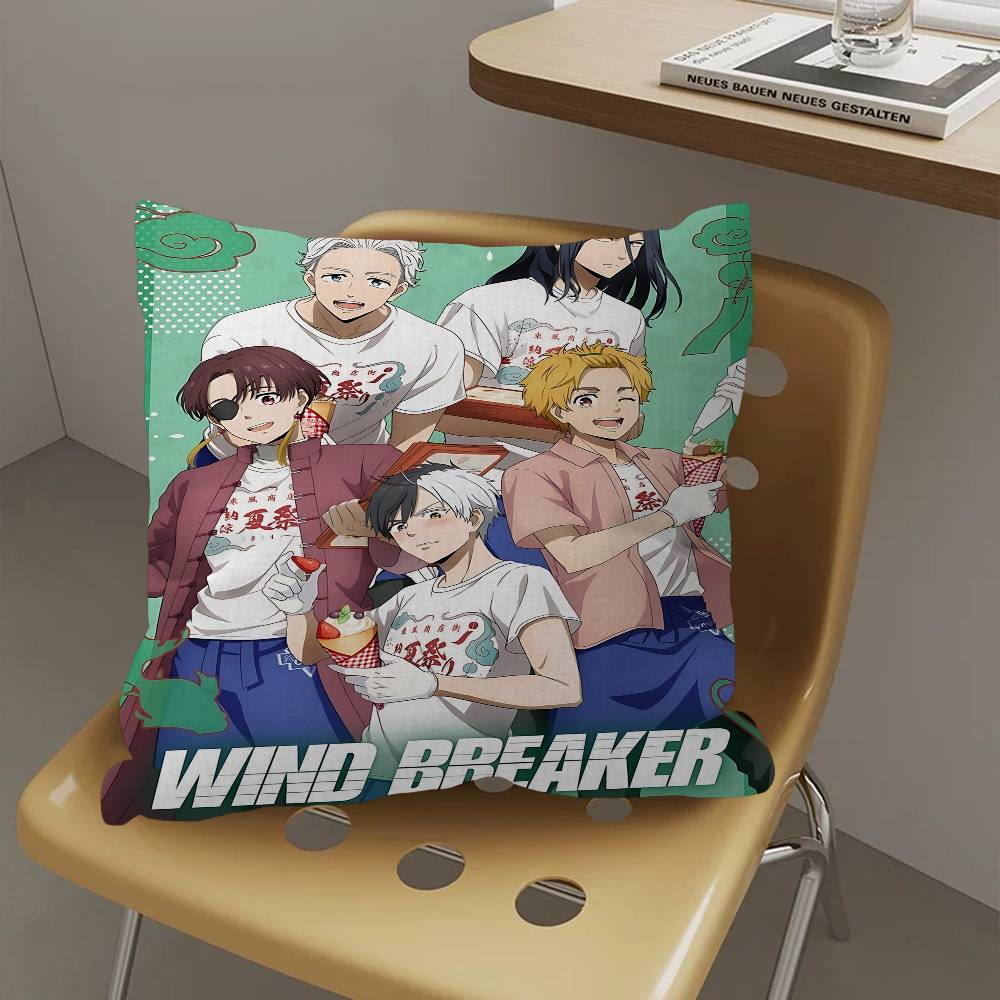 Anime Wind Breaker Decorative Room Aesthetics Pillow Case Home Decor Bedroom Sofa Bed Couch Pillow Cover 45x45