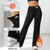 Women's Fashion Fleece-Lined Leggings High-Waisted Winter Yoga Bell-Bottom Wide-Leg Thermal Pants