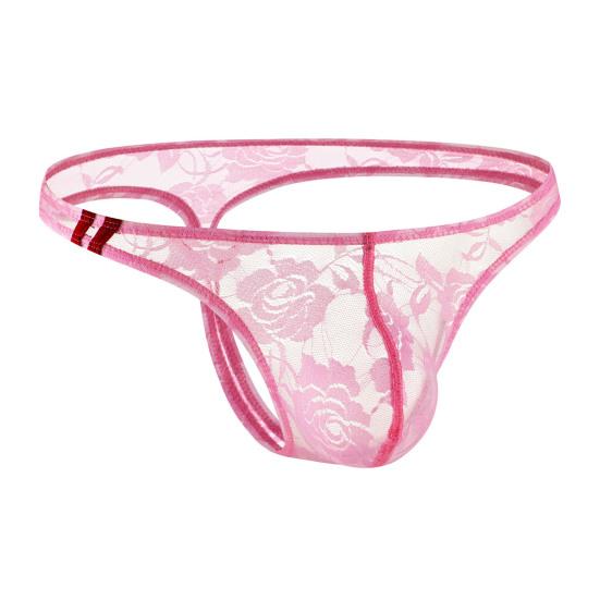 Yousheng Men Thong Low Waist See-through Embroidery Lace Flower Pattern Briefs Breathable Soft Stretch Slim Fit Underwear Honeymoon Valentine Wear