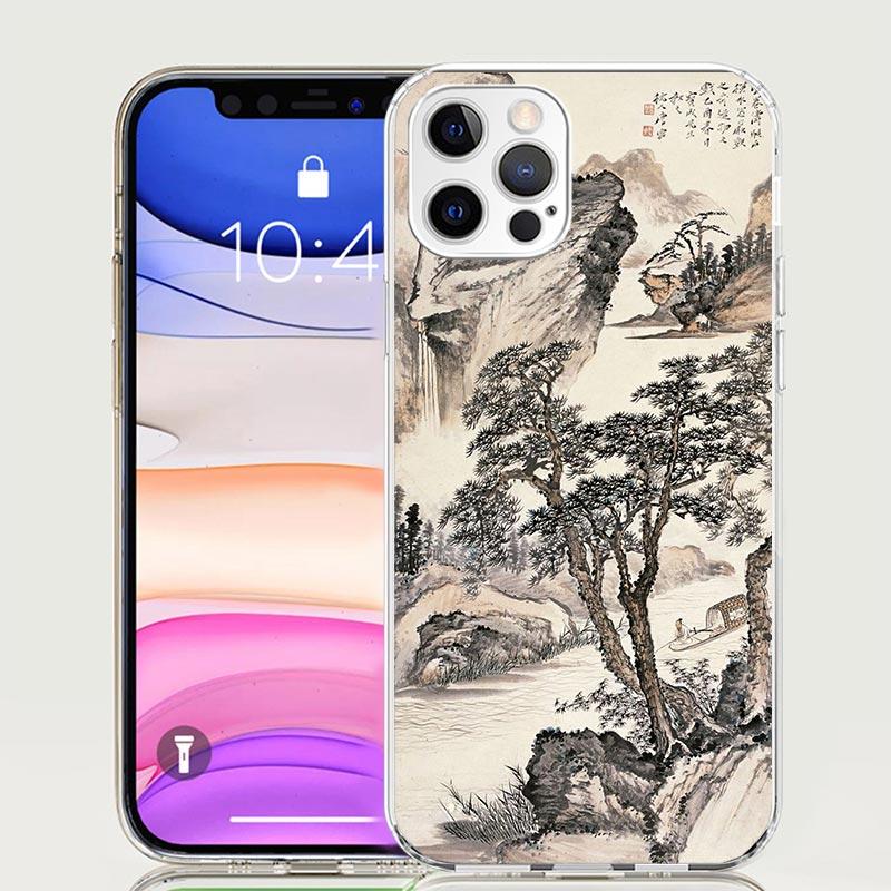 Chinese Style ink Painting Art Phone Case For iPhone 17 Air 16 15 Plus 11 14 Pro Max 13 Mini 12 7 8 + SE Pattern Art Customized