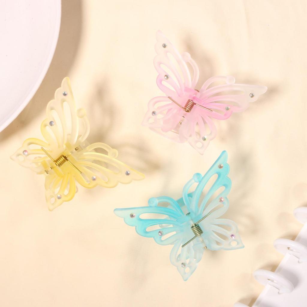 Iridescent Double Layer Butterfly Hair Clip - Women's High-End Shark Hair Accessory