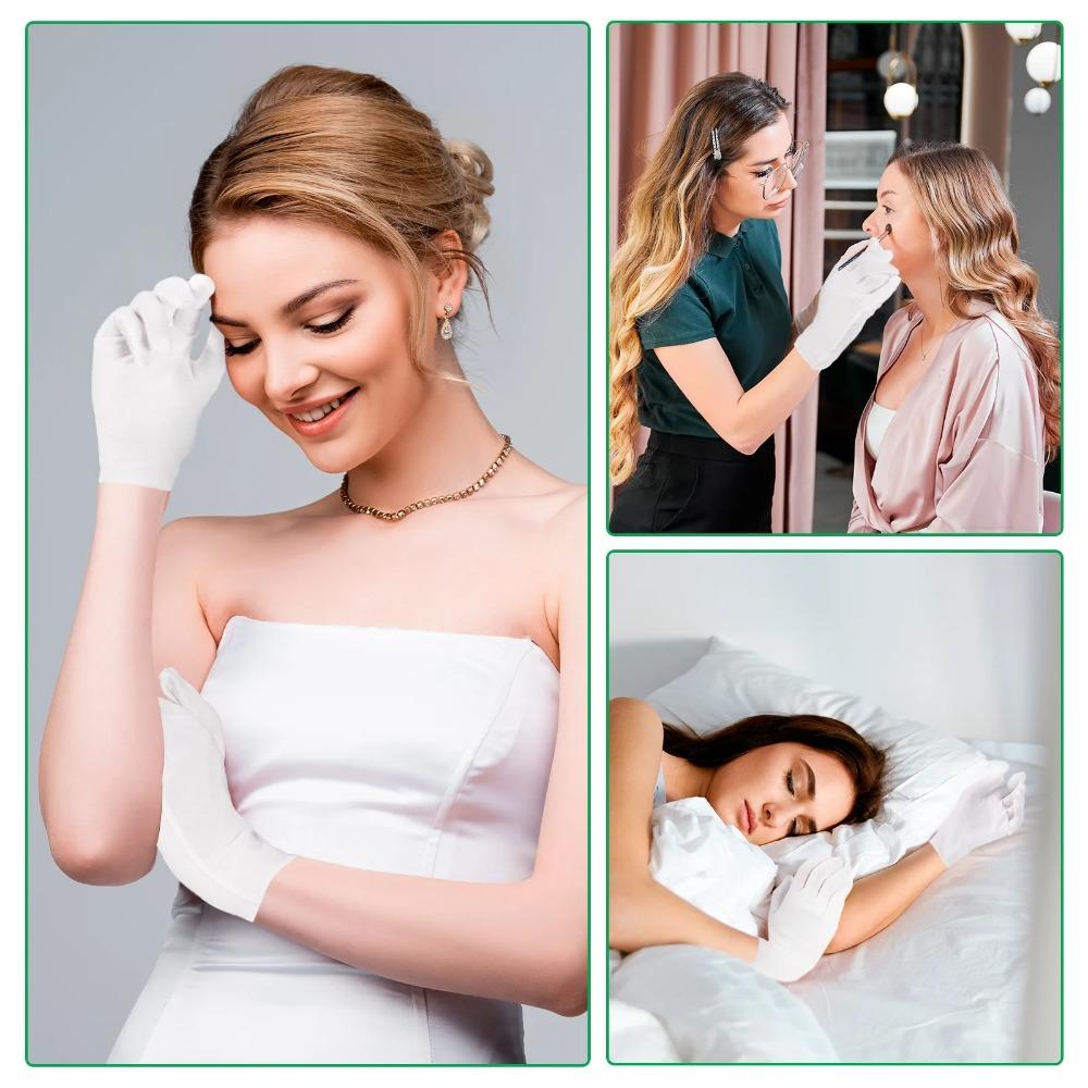 60 white pure cotton gloves, suitable for drying hands while sleeping, washable high-quality cotton gloves (XL)