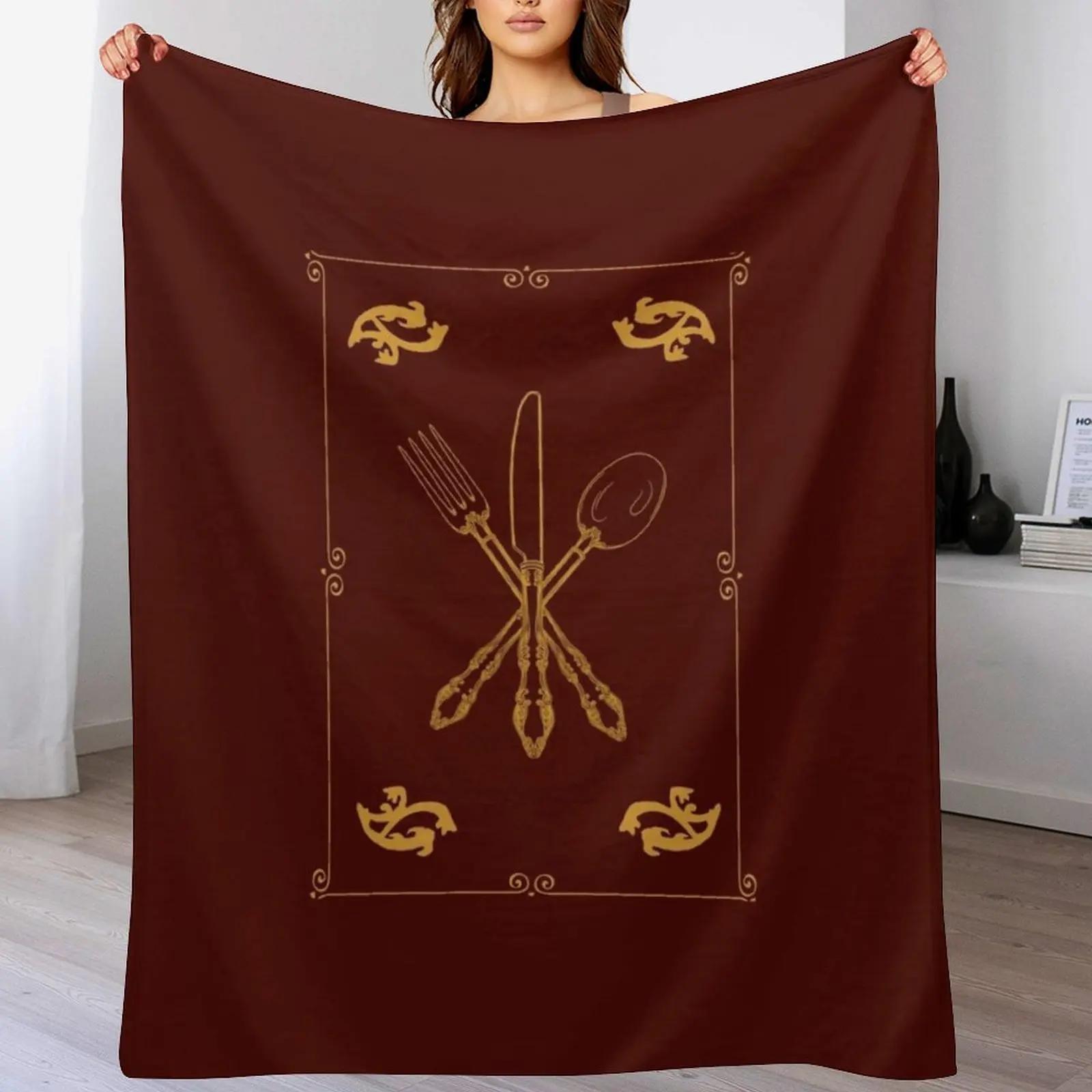 

Just Add Magic Utensils Gold with Border Throw Blanket Outdoor Soft Blanket for Picnic Beach Camping 102x76cm(40x30in)