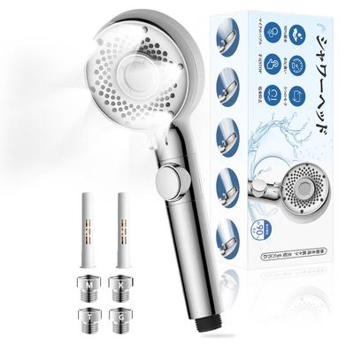 Shower Head with Powerful Cleaning 5 Water Flow Pore Beauty Hair Handheld Stop Skin 4 Adapters Easy Installation Micro-nano Bubbles, Water-saving