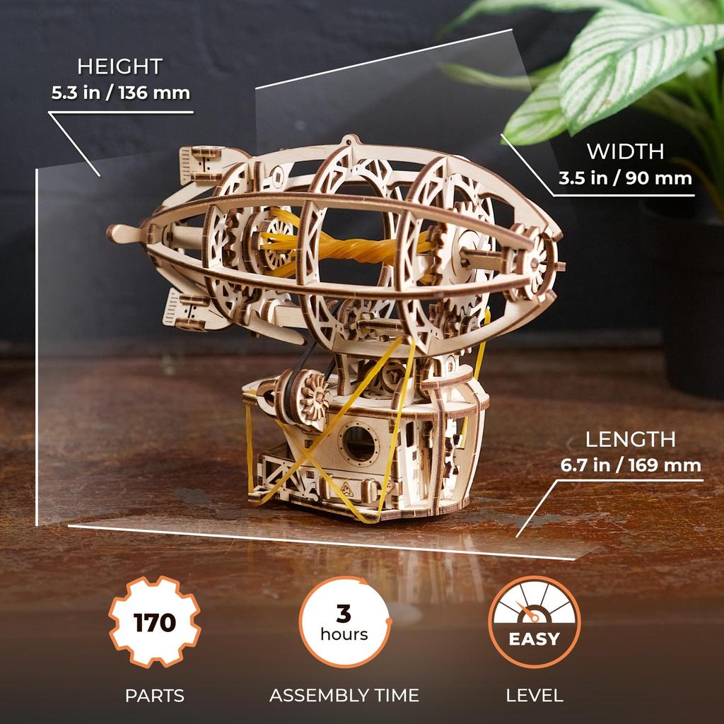 Ugears Steampunk Airship 70226 Wooden Puzzle Toy Craft No Glue or Tools Required