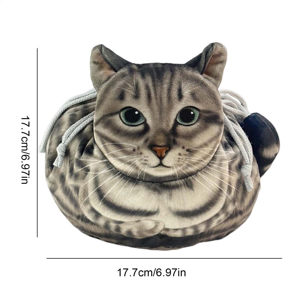 Makeup Pouch Drawstring Cat Shape Cosmetic Travel Bags For Women Portable Funny Organizer For Gym Travel Luggage Camping