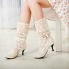 Cool boots women's new spring and summer hollow boots women's shoes medium boots women's boots net boots single boots sandals short boots