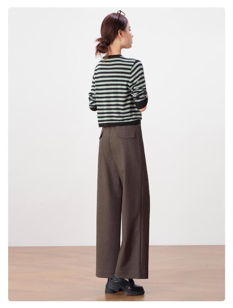 Damen High-Waist Weitbein Drapierhose - Herbst 2025, Schlankmachend, Neun-Punkt-Länge