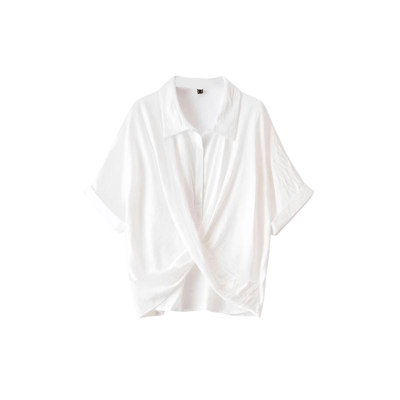 La Chapelle Women s Irregular Cross Polo T-Shirt M