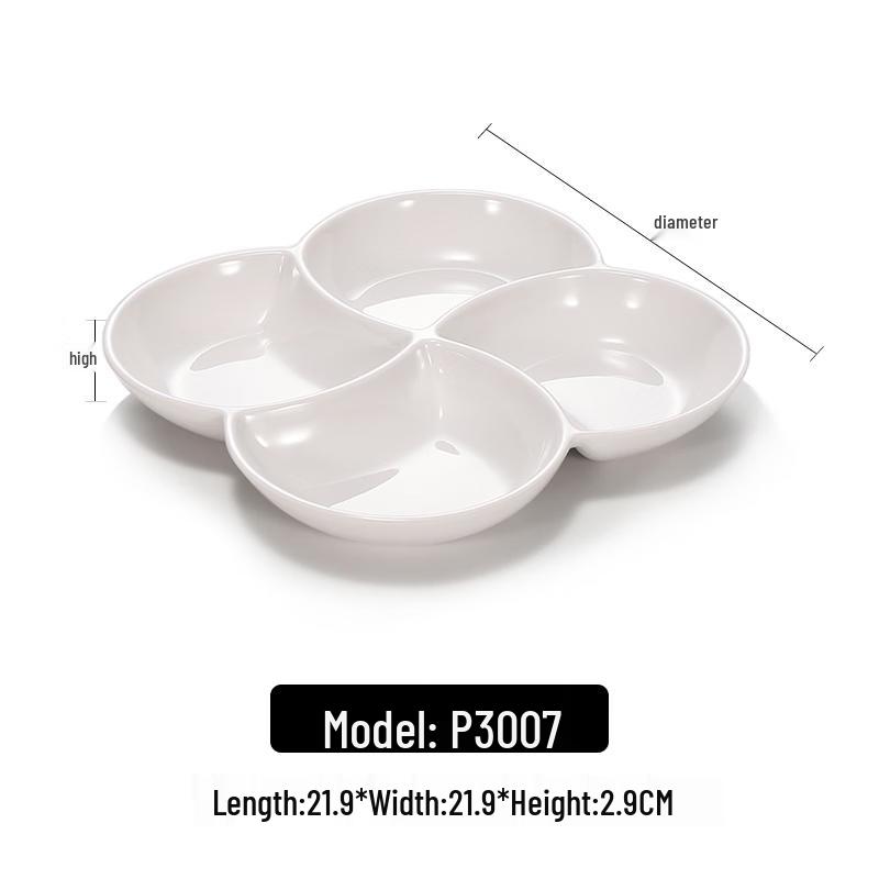Japanese Style Melamine Double-Compartment Snack Plates (Pack of 5)