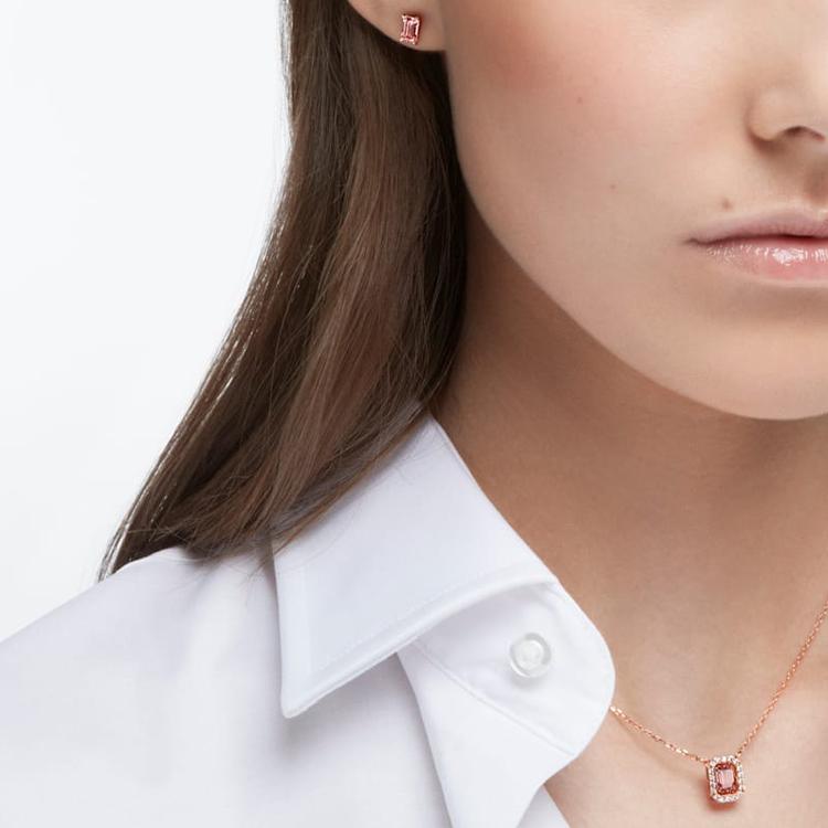 Swarovski Una Set Oktagonaler Schliff Kristall Rosa Zirkonia Halskette Damen Halskette 5620548
