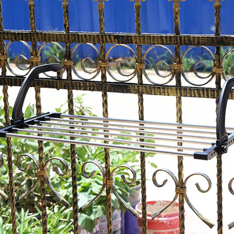Stainless Steel Balcony Drying Shoe Rack Folding Window Diaper Drying Rack Laundry Clothes Dryer Portable Towel Storage Rack