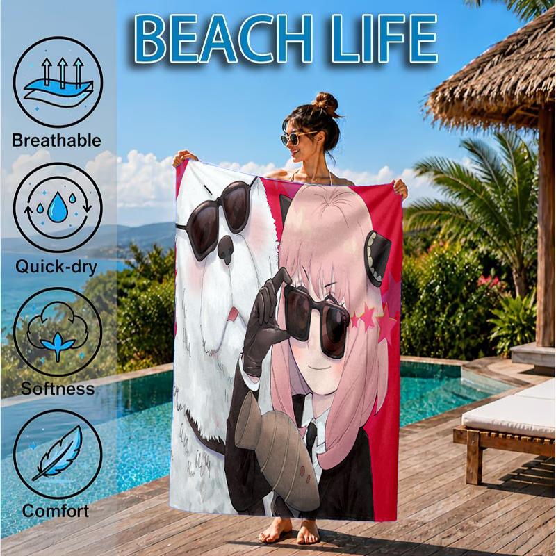 Cute anime spy Famliy Beach Towel, Microfiber Beach Towel, Perfect For Pool, Beach, Travel, Home Decor Beach Party Fan gifts