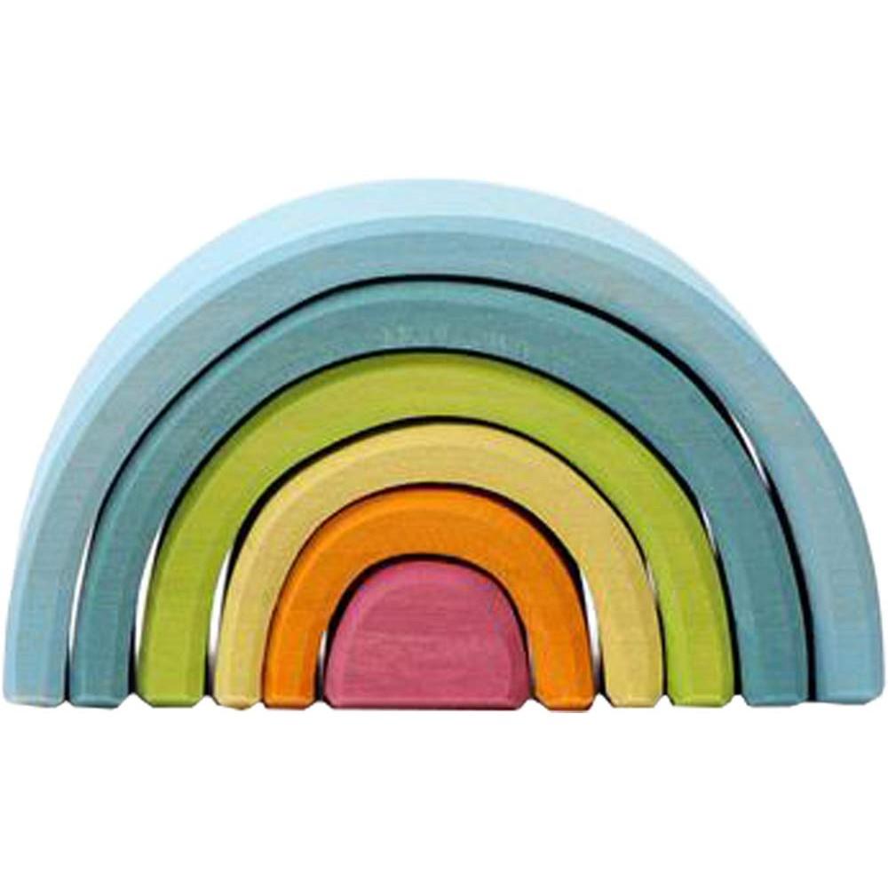 GRIMM'S Toy Educational Toy Building Blocks Interior Figure Play Rainbow Height 5.5 X Width 10.5 X Depth 4cm Rainbow Colored Tunnel Pastel Small