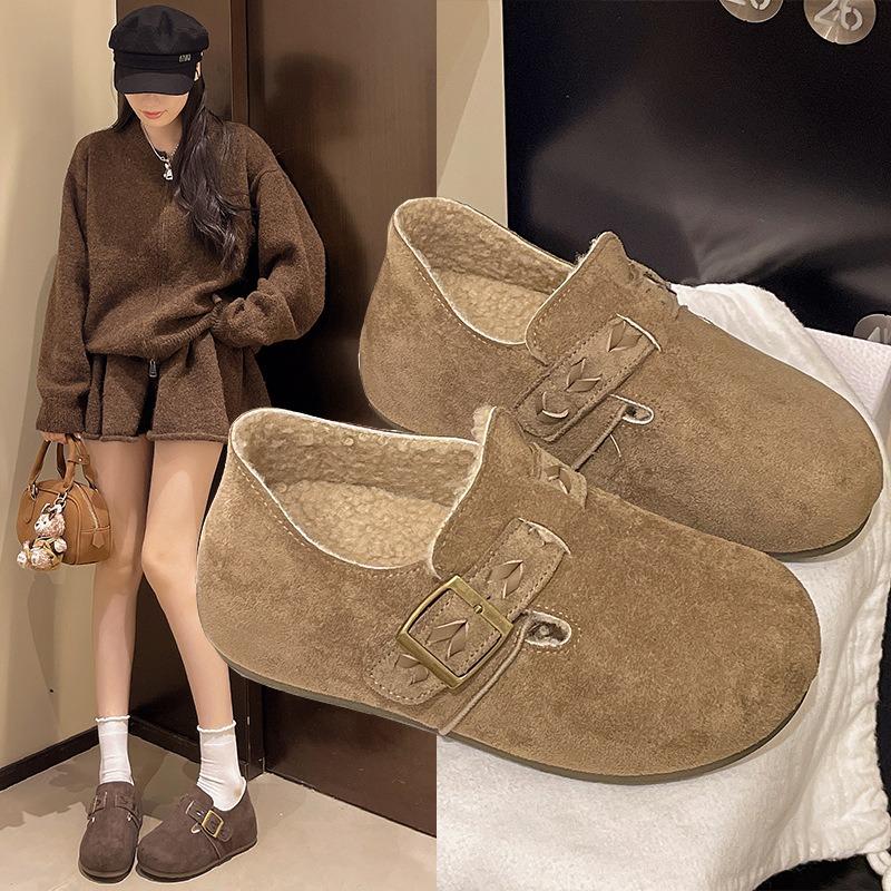 

Inner height increase and velvet all-inclusive women s new winter one-pedal platform beanie shoes cotton shoes 40 хаки