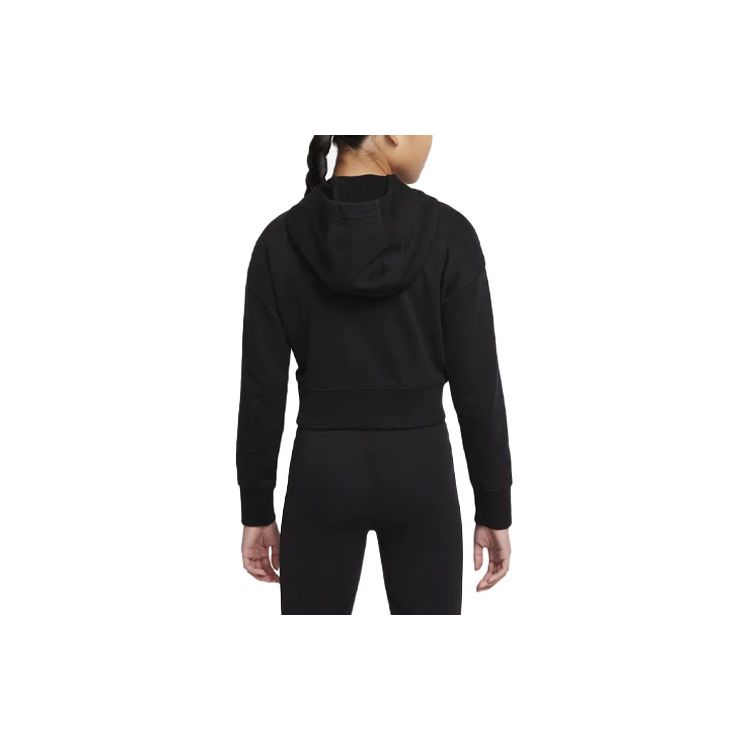 Nike Embroidered Logo Crop Hoodie Kids Tops Black DM8372-010