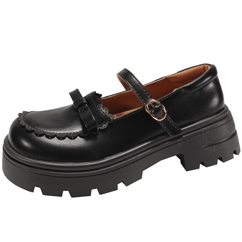 Módní roztomilé retro mašličkové platformové boty na silném podpatku dámské 2025 nové jarní a podzimní boty Mary Jane s nízkým svrškem