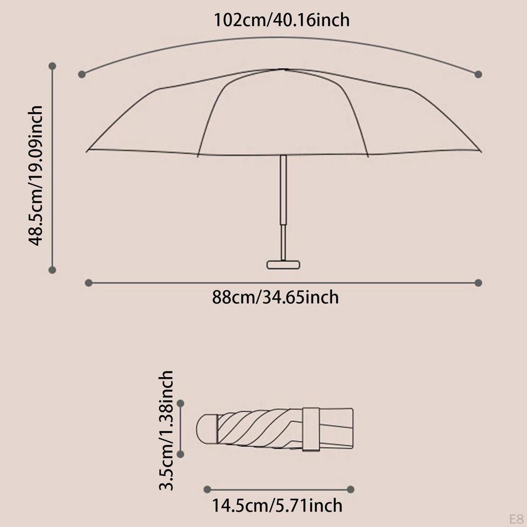 Mini Reiseschirm 6 Speichen Tragbarer Sonnenschirm für Rucksackreisen Outdoor-Aktivitäten