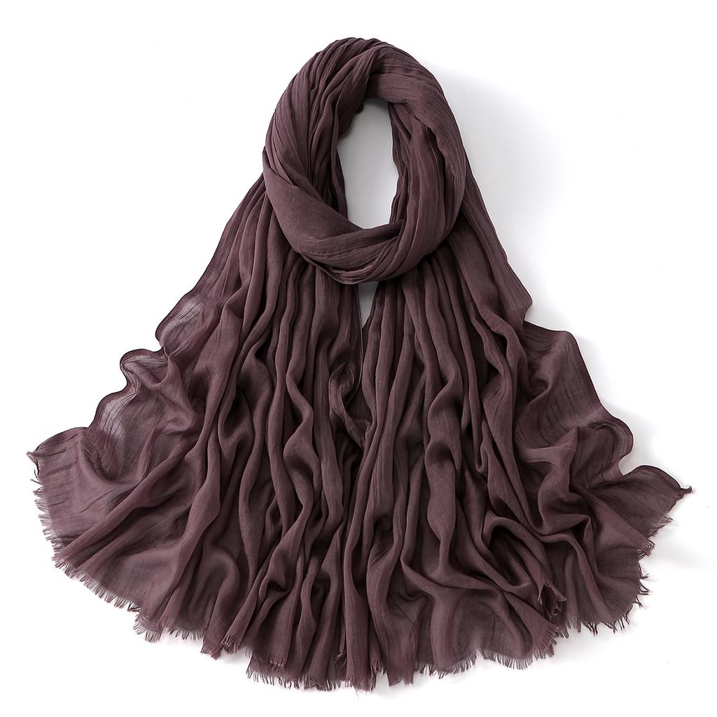Muslim Cotton Rayon Hijab Solid Color Plain Scarf Women Soft Cotton Viscose Thin Voile Shawl Remove Edge Headscarf Turban