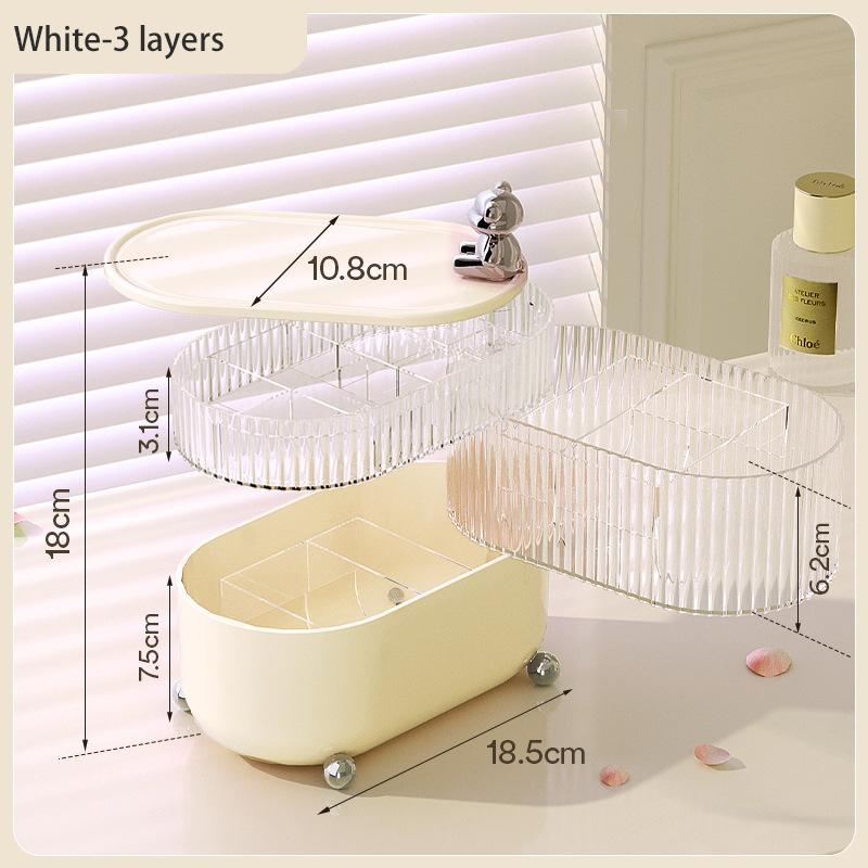Little Bear Desktop Jewelry Storage Box Rotate Dividing Grids Cosmetic Dustproof Lipstick Light Luxury Organizer For Home