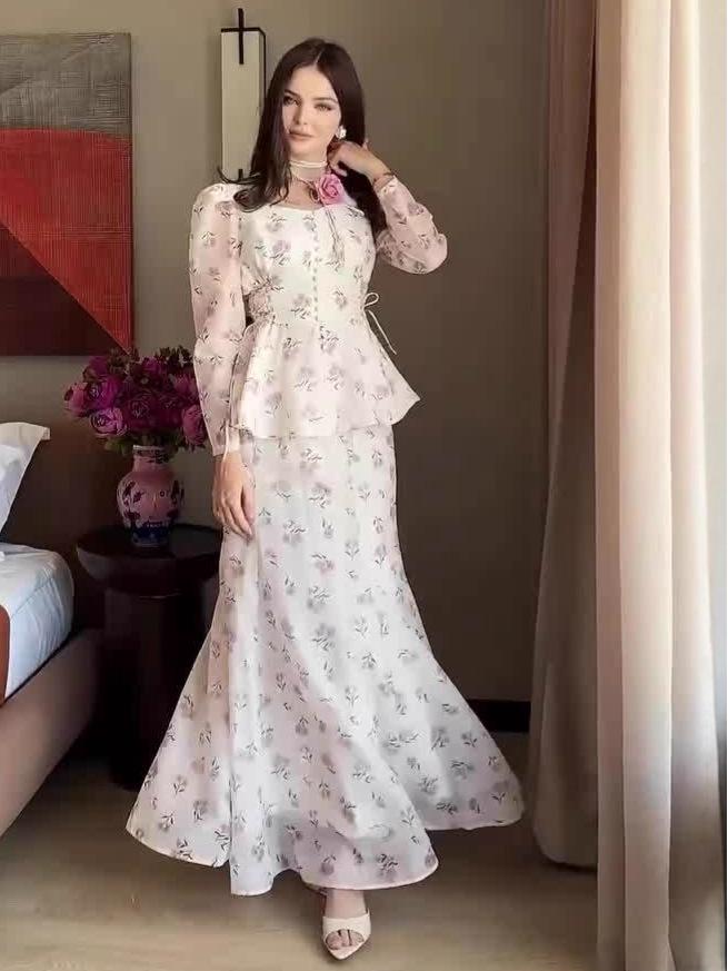 European and American 2025 Retro Long Sleeve Dress - Elegant Spring Court Style