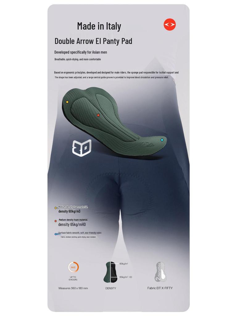 Pantaloni da Ciclismo Lampaida Arrow 20 Double Arrow Unisex con Bretelle, Tasche e Assorbimento degli Urti per Autunno/Inverno