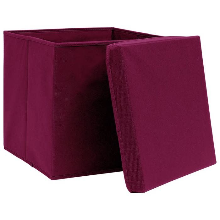 VidaXL Boîtes de rangement 4 pcs Rouge foncé 32x32x32 cm Tissu