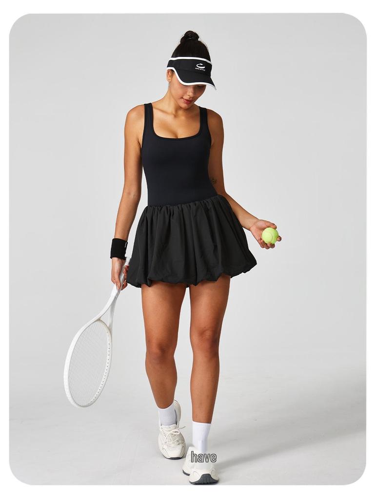 Women's Golf and Tennis Sports Jumpsuit - Casual Fitness Dress with Fake Two-Piece Skirt
