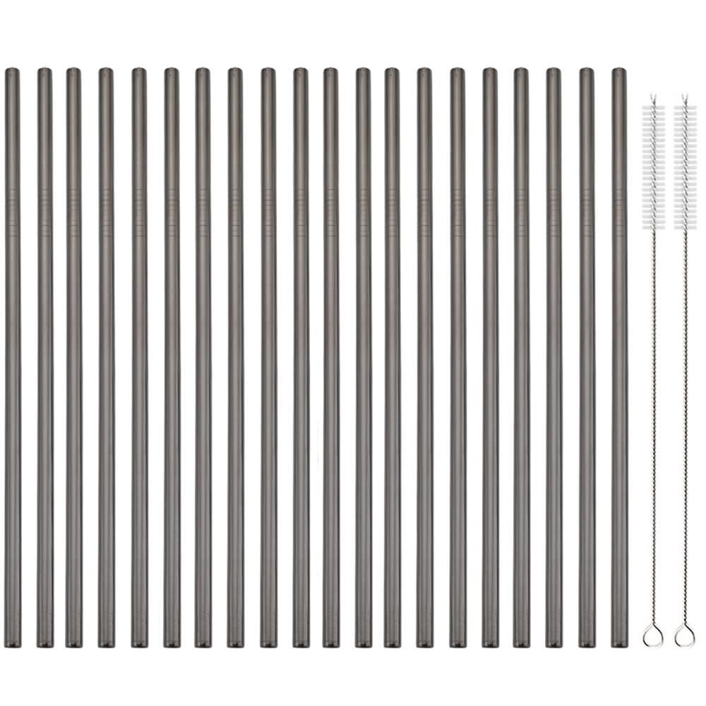 20Pcs 304 Stainless Steel Drinking Straw High Quality Straw Set Eco-friendly Reusable Metal Straws Set Party Juice Bar Accessory