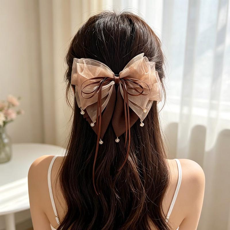 Handgemaakte Chiffon Bloemenstrik Paardenstaartclip voor Volume in het Haar