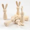10pcs Easter Wooden Painted Rabbit, Creative Graffiti Wooden Figure, Wooden Tulip Rabbit Ornament.