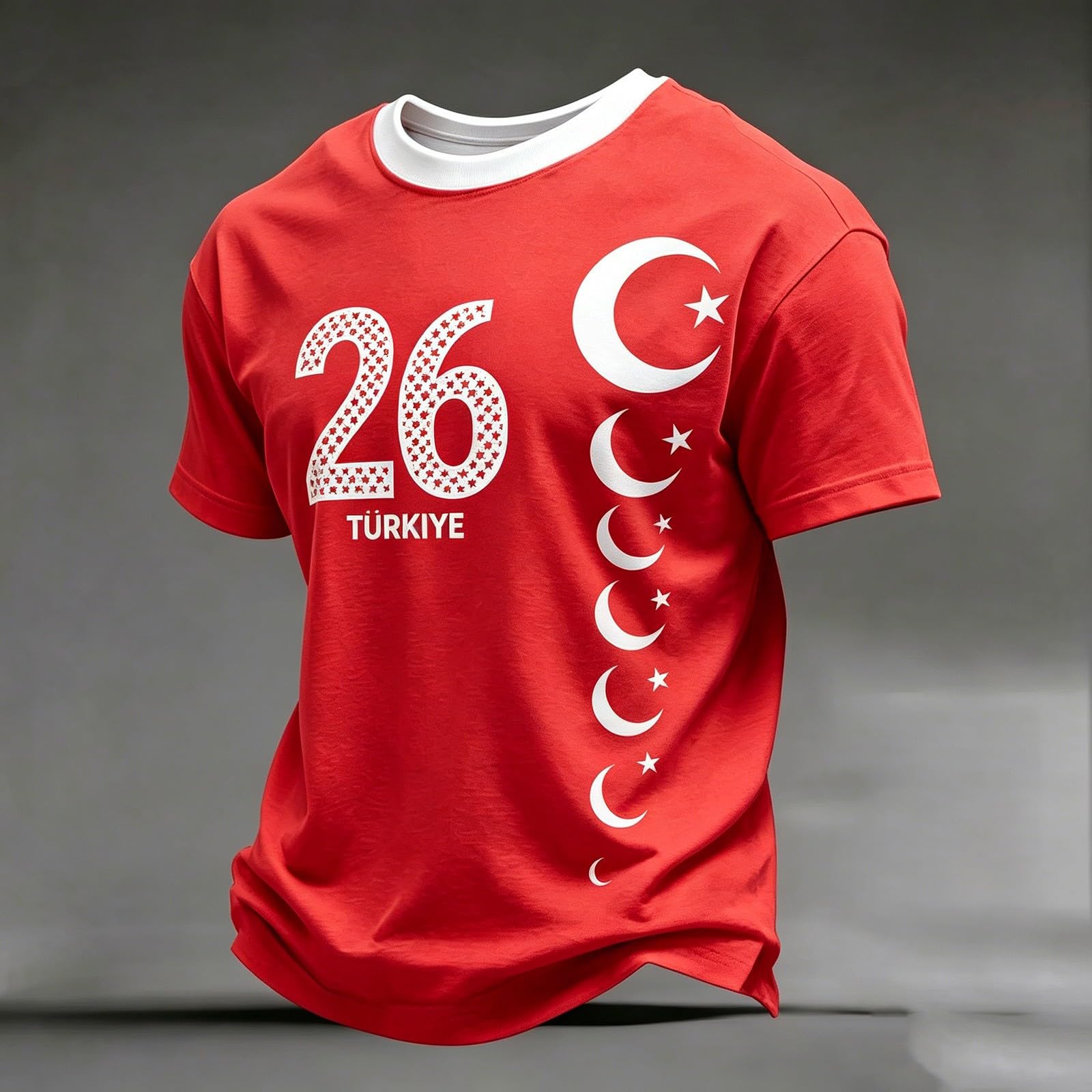 Men s Casual Crew Neck Short Sleeve Pullover T-Shirt Football Print World Cup Fan Apparel Turkey 2026 Supporter Top L