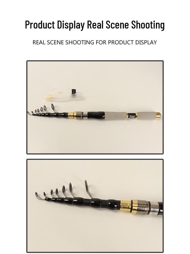 Teleskopiskt kolfiber havsfiskespö: Bärbar, Rak Handtag, Hård Ton, Flerdelad