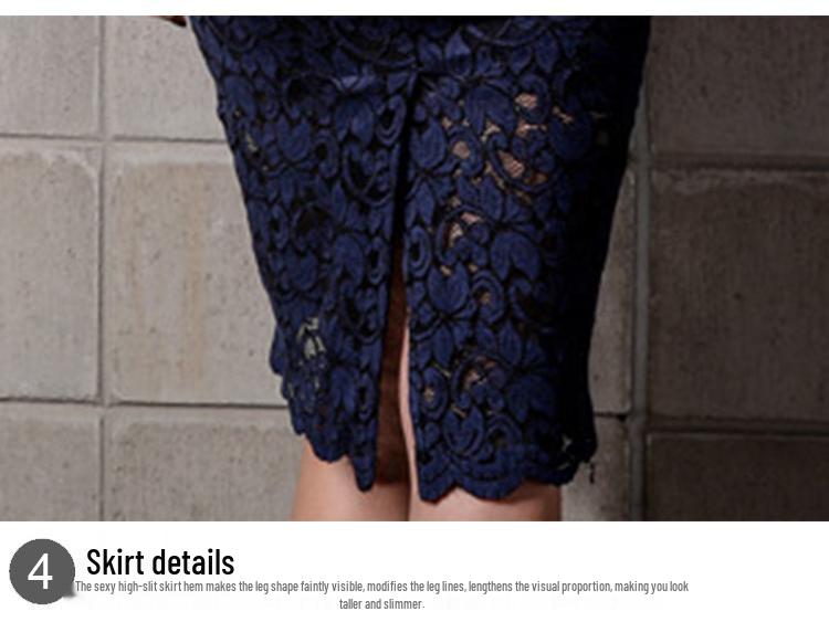 Korean Style Women's V-Neck Lace Slim Fit Pencil Dress