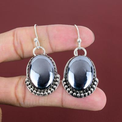 Pendiente de shungita, joyería de piedras preciosas originales, pendiente de plata de ley 925, pendientes hechos a mano, joyería de estilo único, pendiente de mujer, regalos de compromiso