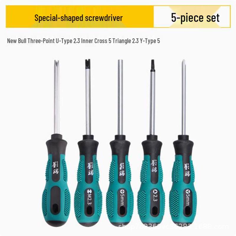 Multi-Shaped Screwdriver Set: Triangle, U, Y, Inner Cross, and Three-Edged Heads for Household Use