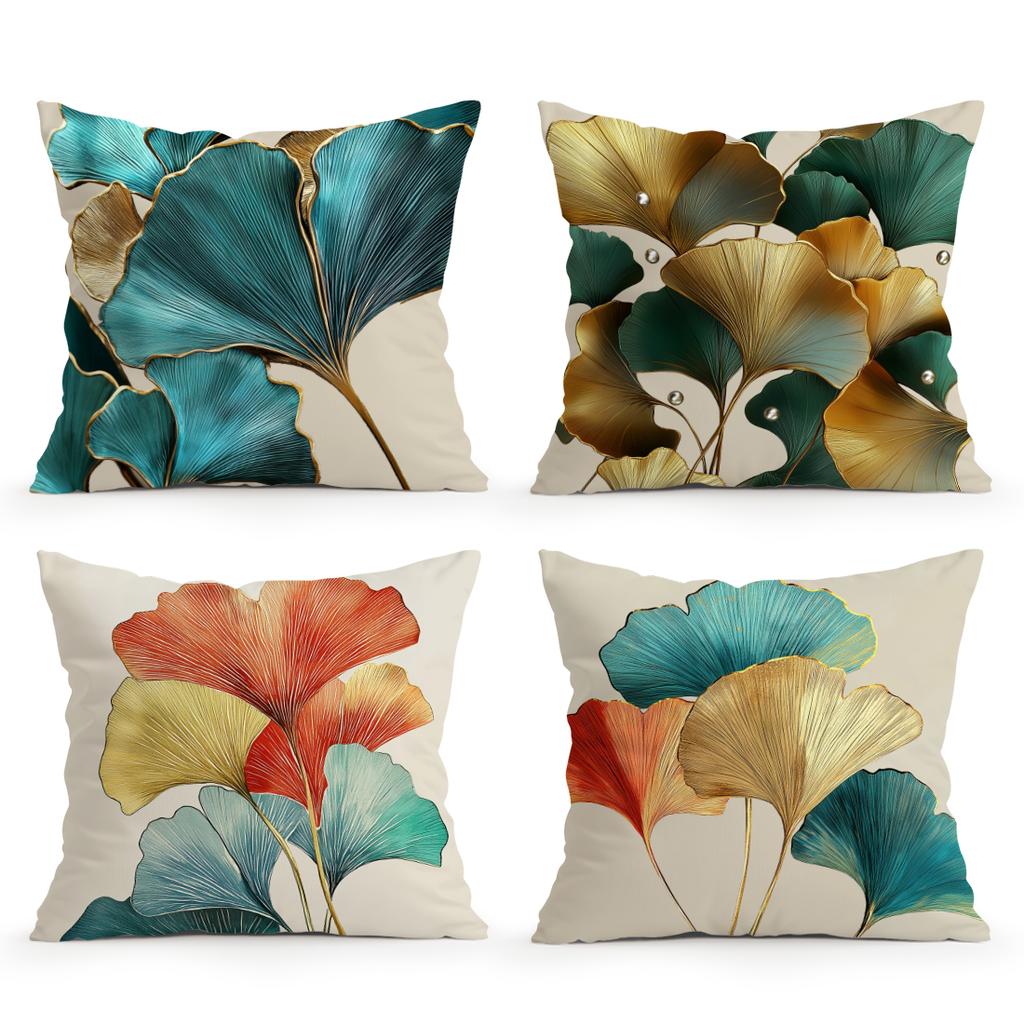 Ginkgo Leaf Cushion Cover Pillowcase Printed Polyester 45X45Cm Throw Pillowcover Decorative Sofa Cushion Pillowslip Home Decor