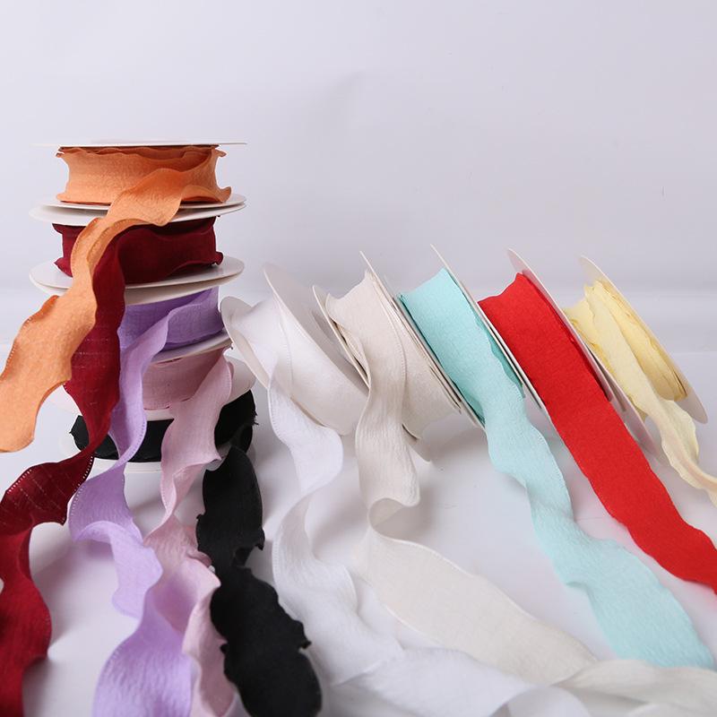 2.5cm Bubble Pleated Ribbon Flower Bouquet & Gift Box Decoration Fishtail Gauze DIY Packaging Ribbon